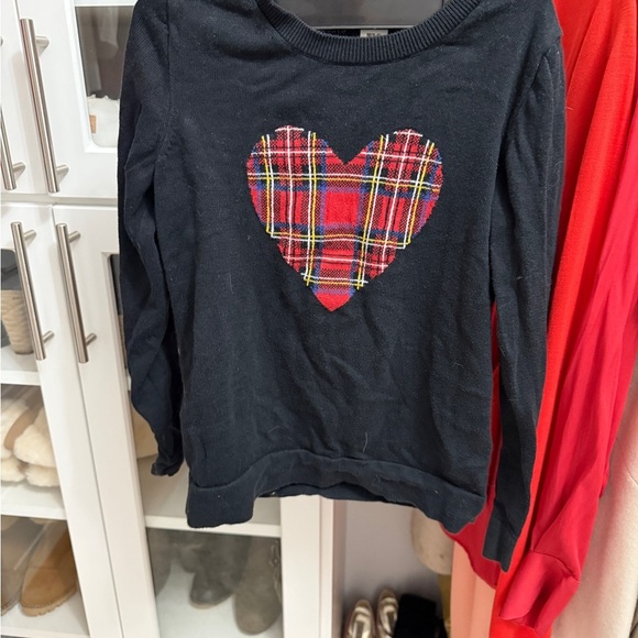 Crewcuts Other - Crewcuts Black and Red Plaid Heart Sweater